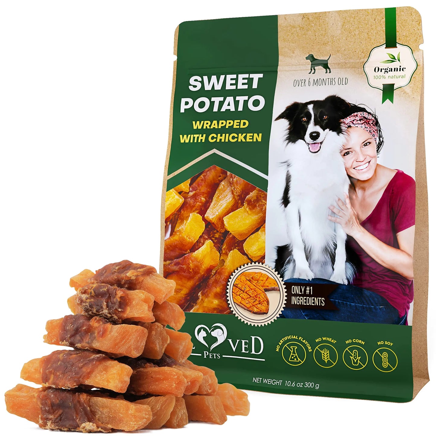 Natural Dog Chew Treats – Chicken-Wrapped Sweet Potato, Grain-Free Snacks