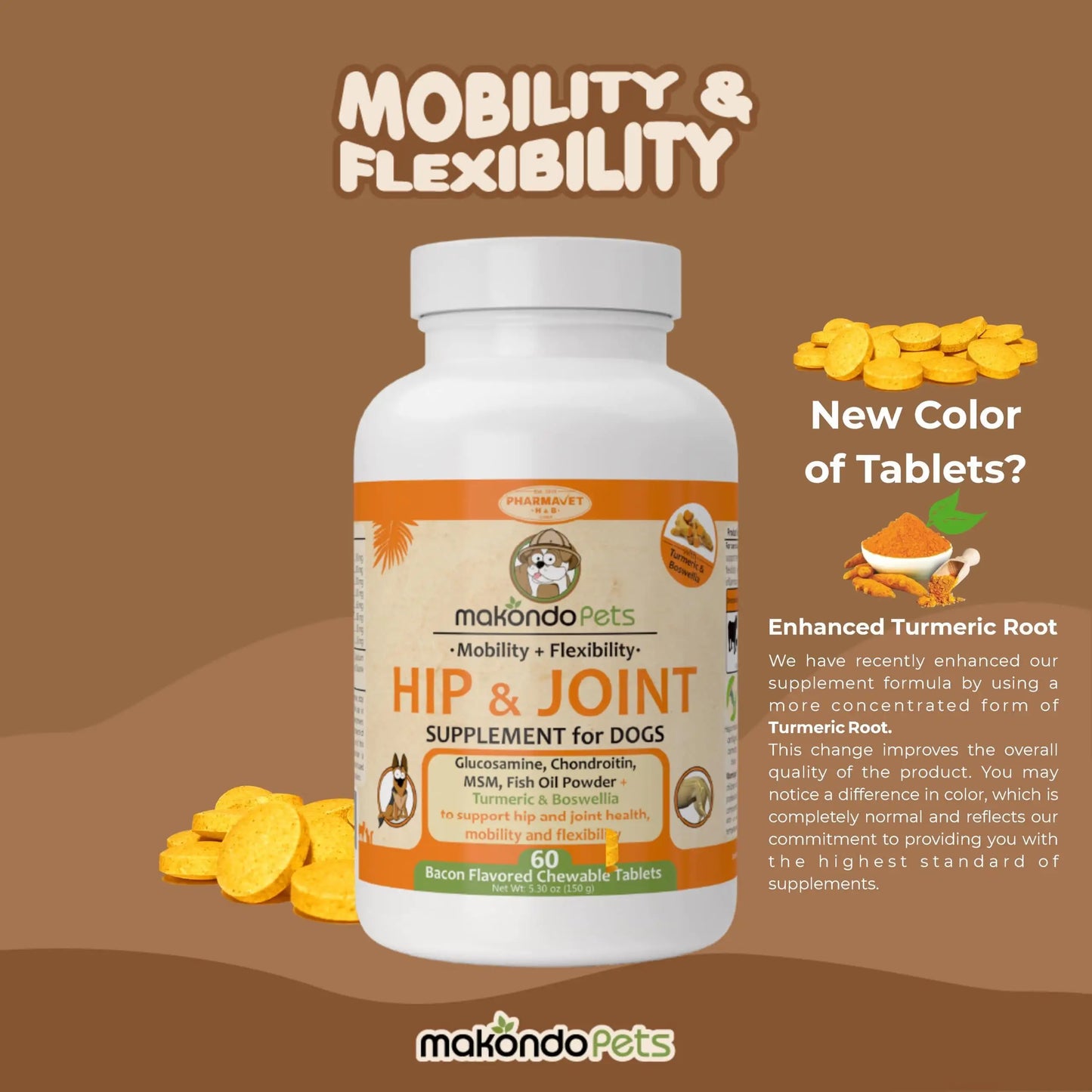 FlexiPaws+ | Natural Hip & Joint Supplement for Dogs with Glucosamine & Turmeric
