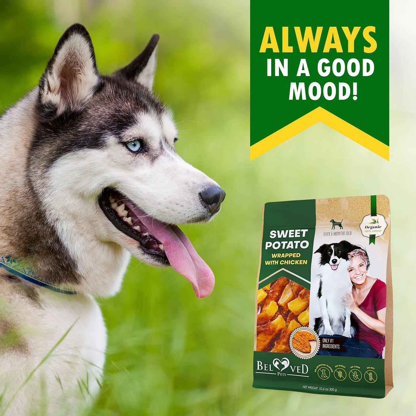 Natural Dog Chew Treats – Chicken-Wrapped Sweet Potato, Grain-Free Snacks