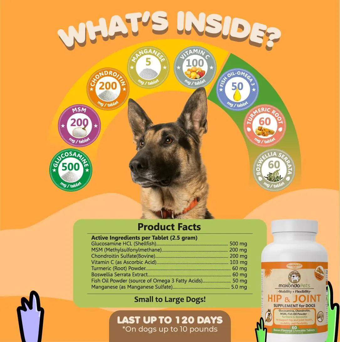 FlexiPaws+ | Natural Hip & Joint Supplement for Dogs with Glucosamine & Turmeric