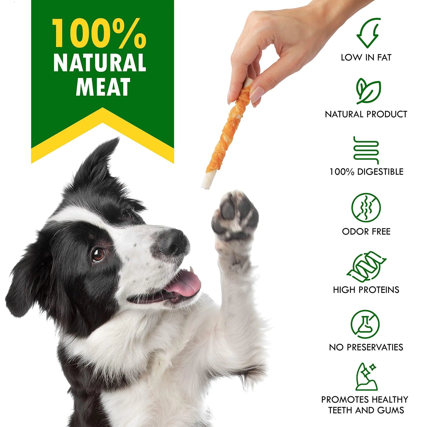 Natural Rawhide Sticks Wrapped with Chicken – Grain-Free Dog Chew Treats