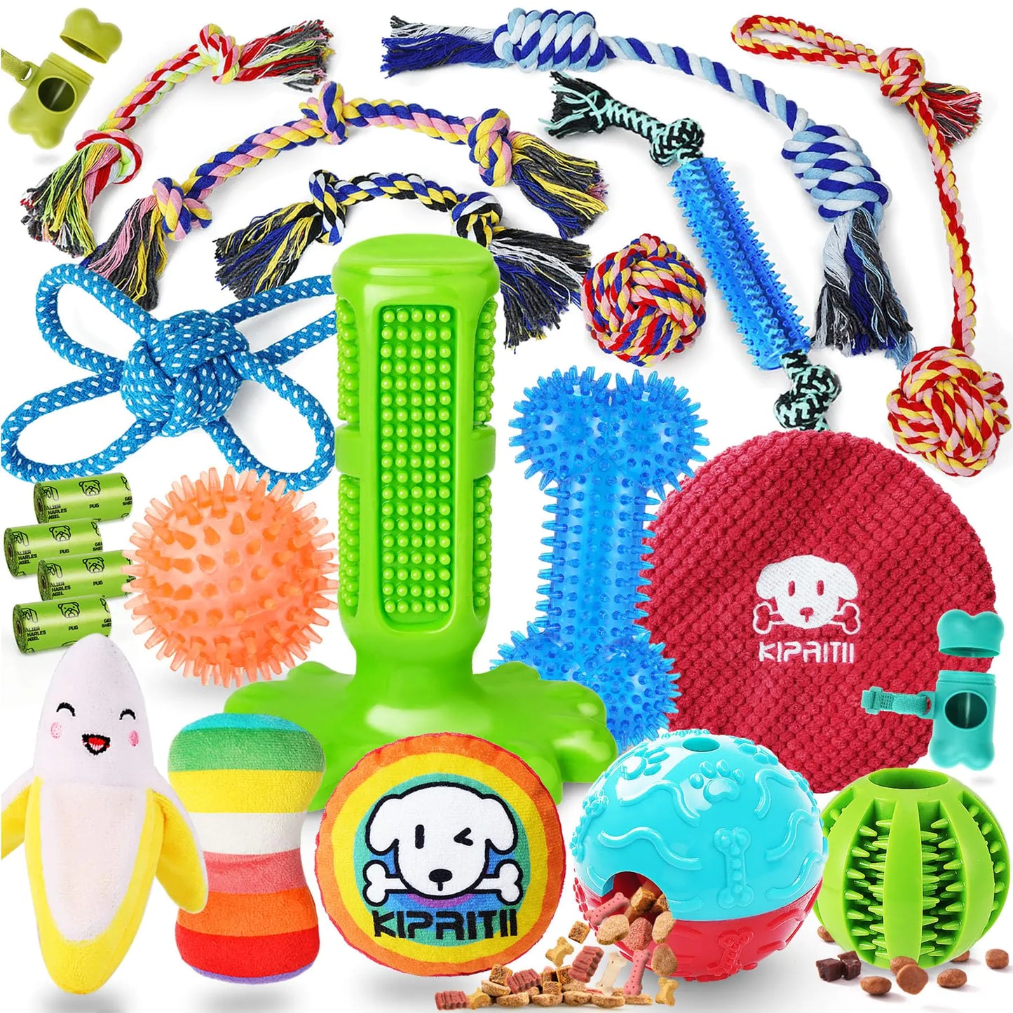 KIPRITII 23-Pack Puppy Chew Toys – Teething, Squeaky, Rope & Treat Toys for Small Dogs