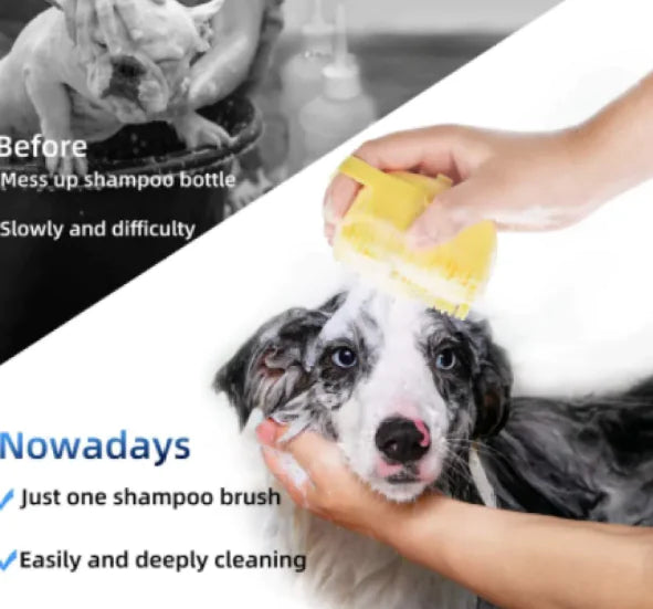 Pet Shampoo Brush & Massage Comb | Gentle Grooming Tool for Dogs & Cats