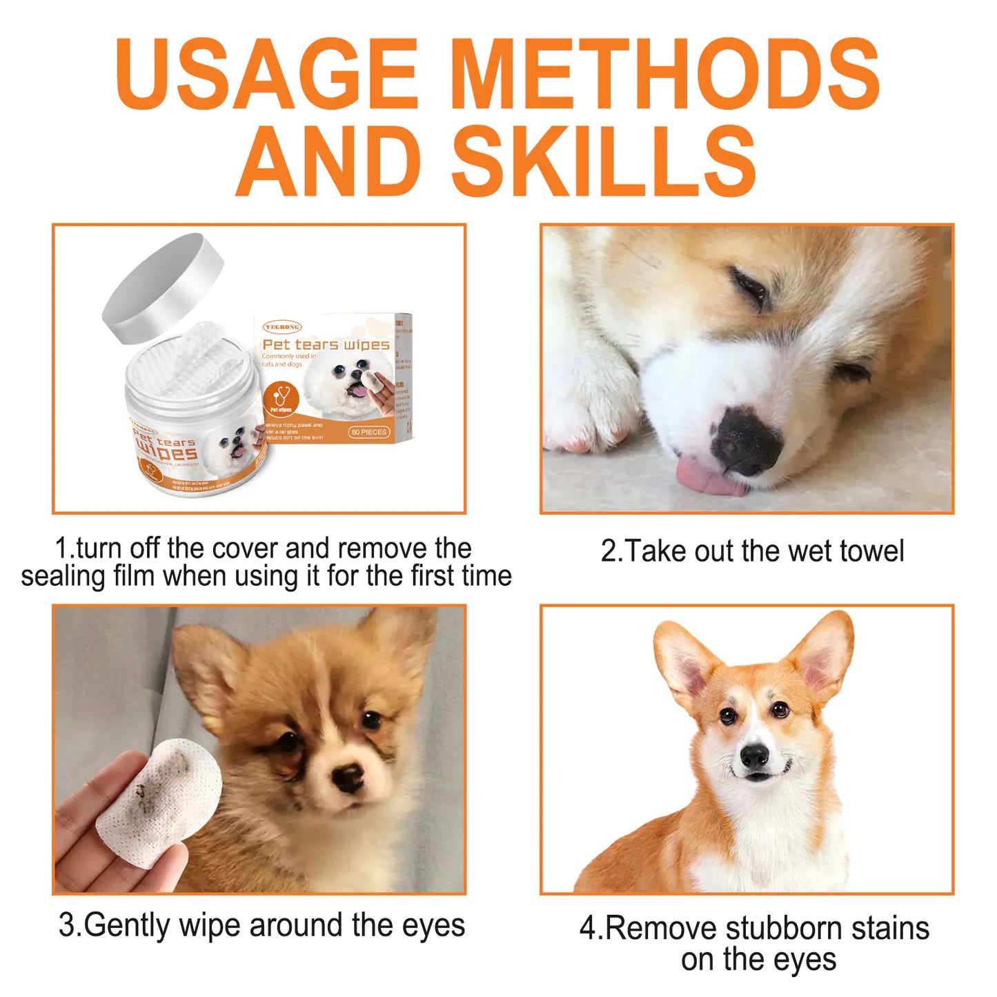 Yegbong Pet Wipes – Eye & Ear Cleaning Pads for Dogs and Cats
