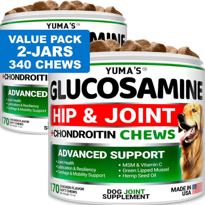 2-Pack Glucosamine for Dogs with Chondroitin – Joint Supplement for Mobility & Pain Relief – Made in USA