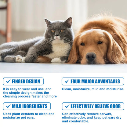 Yegbong Pet Cleaning Finger Wipes for Ear Care – Gentle Ear Cleaning for Dogs & Cats