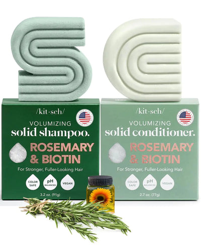 Kitsch Rosemary & Biotin Shampoo + Conditioner Bar Set – Hair Thickening – 2pc