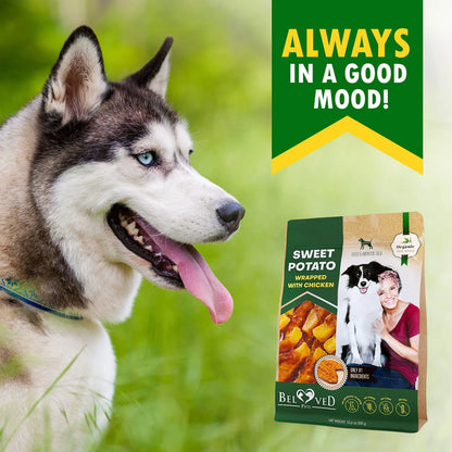 Natural Dog Chew Treats – Chicken-Wrapped Sweet Potato, Grain-Free Snacks