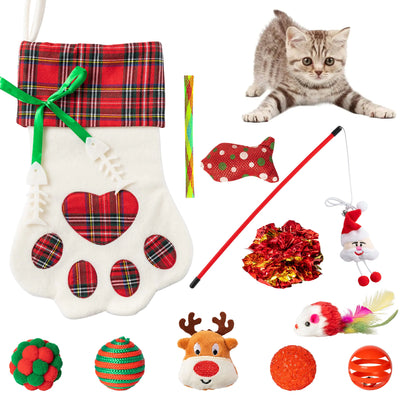 Christmas Cat Toy Stocking | Interactive Holiday Gift Set