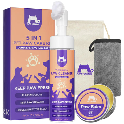 APHOUSE Paw Cleaner & Balm Kit – For Dry Paws & Noses – Dogs & Cats