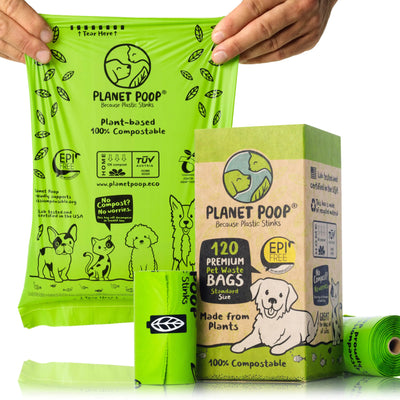 Compostable Dog Poop Bags | Leakproof, Plant-Based, Unscented Rolls for Dogs & Cats