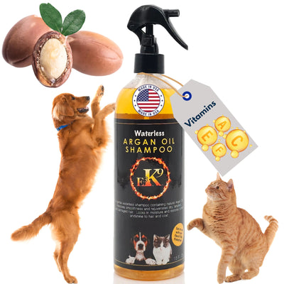 E3 Waterless Dog & Cat Shampoo – Argan Oil Scent – No-Rinse Dry Shampoo – 16 oz