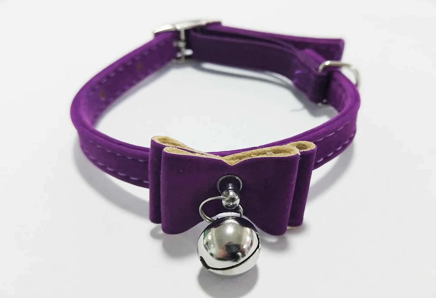 Pet Collar Bell Bow  Stylish Flocking Cat Collar with Bell