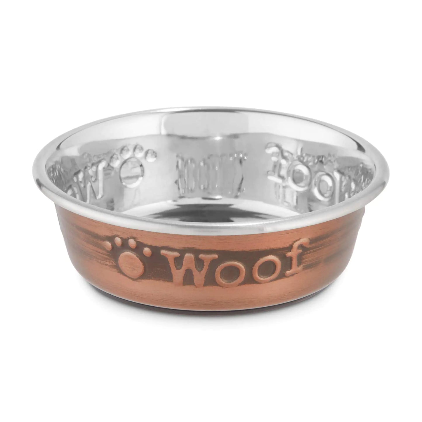 EveryYay "Woof" Copper Stainless Steel Dog Bowl