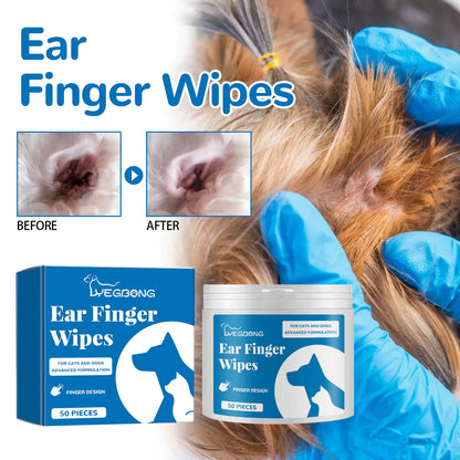 Yegbong Pet Cleaning Finger Wipes for Ear Care – Gentle Ear Cleaning for Dogs & Cats